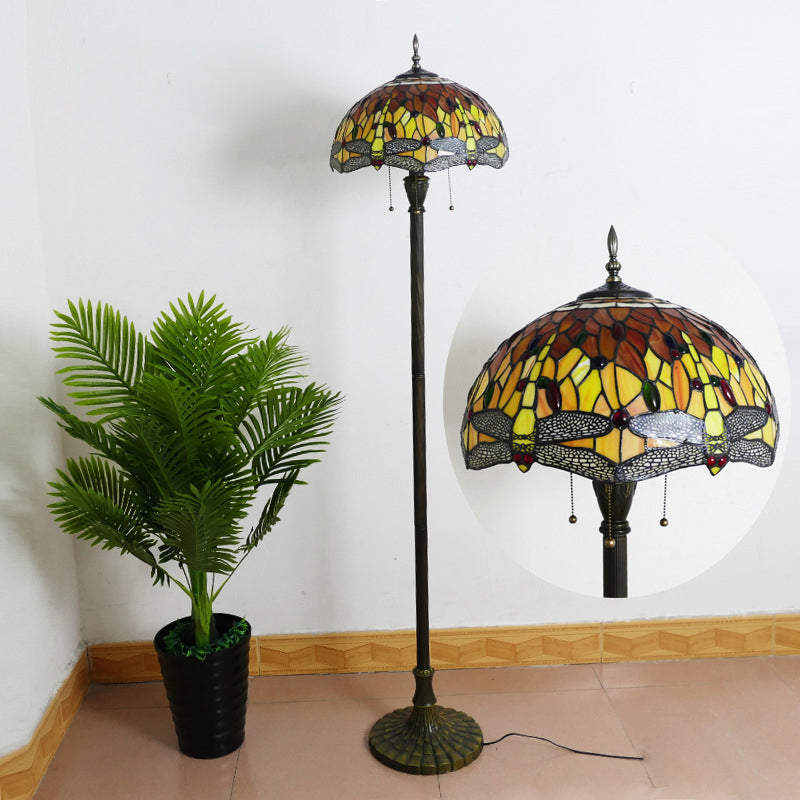 Column Iron Glass Living 3-Light Floor Lamp