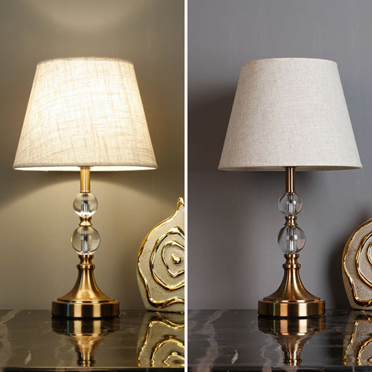Column Crystal Iron Fabric Table Lamp