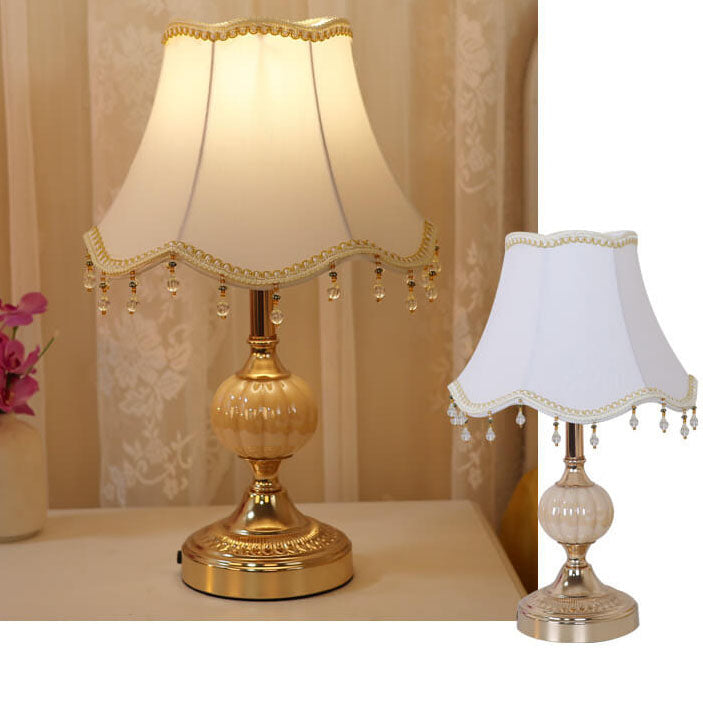 Fabric Floral Glass Plating Table Lamp