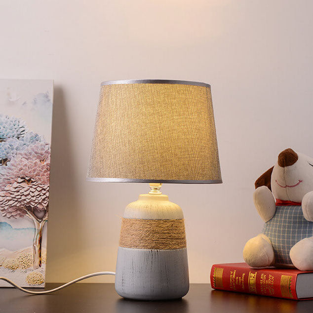 Fabric Ceramic Jar Table Lamp