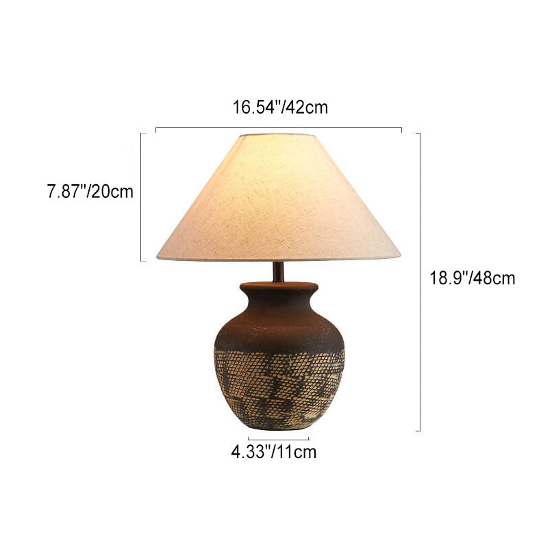 Fabric Ceramic Jar Study Table Lamp