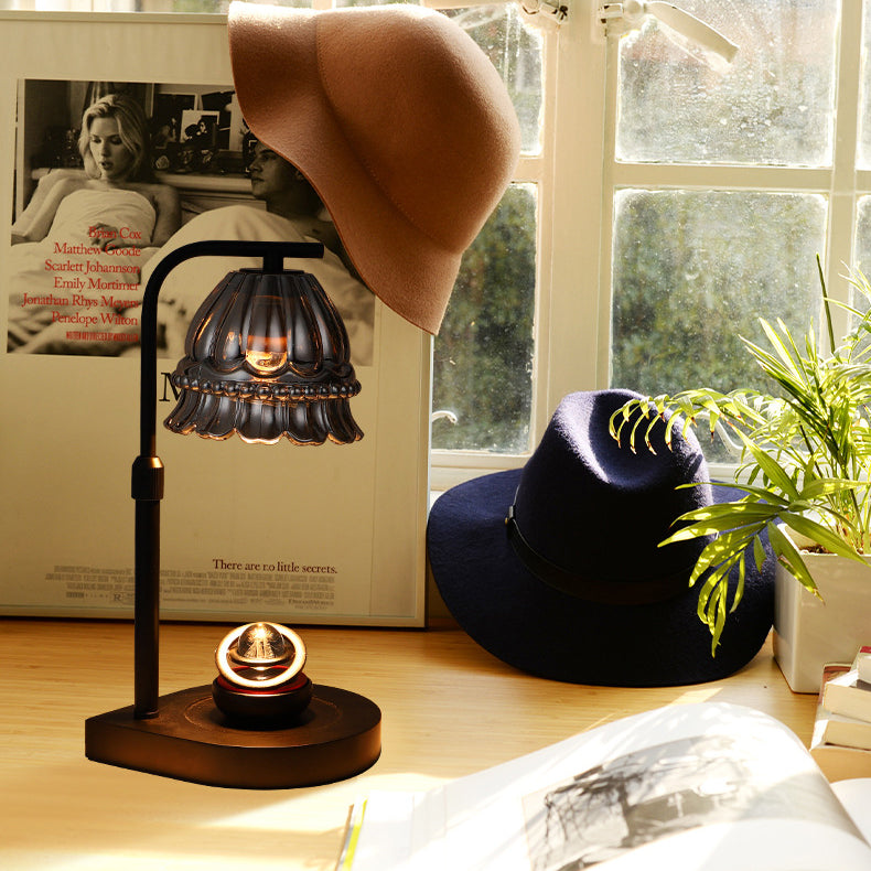Flower Type Wooden Glass Table Lamp