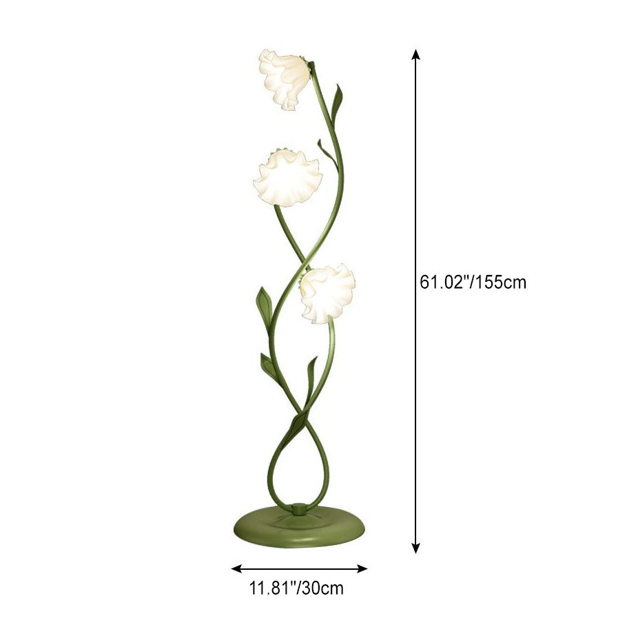 Floral Glass Twist Ring 3-Light Floor Lamp