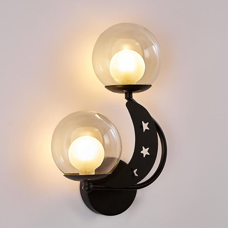 Glass Globe Lampshade Moon 2-Light Wall Lamp