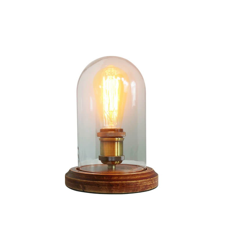 Wood Glass Table Lamp