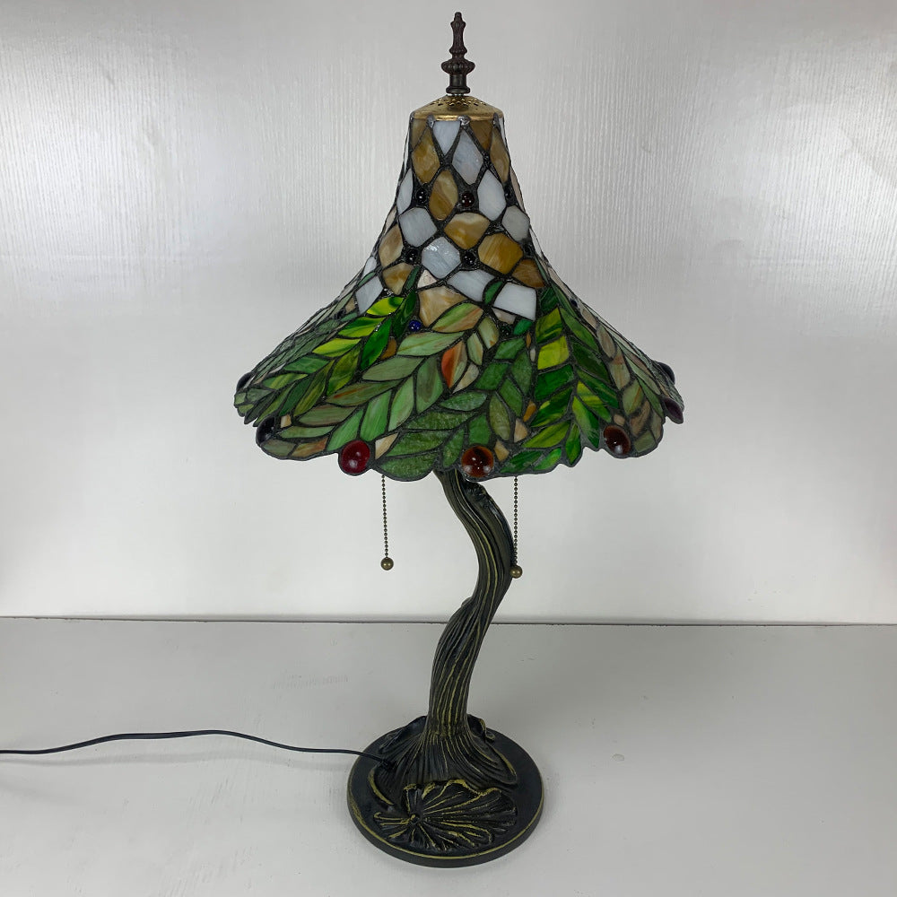 Alloy Glass Horn Flower 2-Light Table Lamp