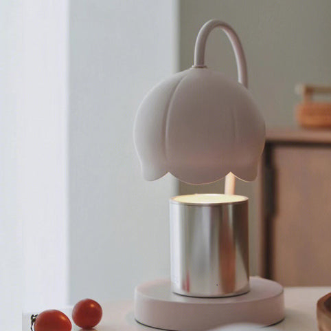 Iron Glass Wood Flower Table Lamp
