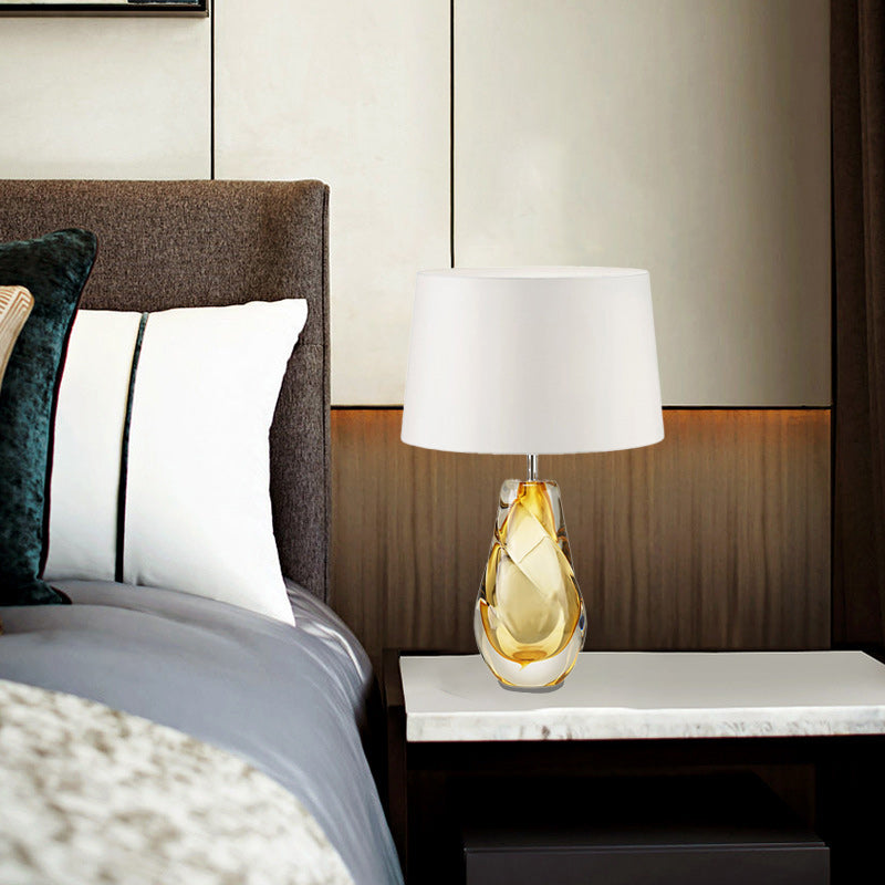 Oval Round Crystal Fabric Table Lamp