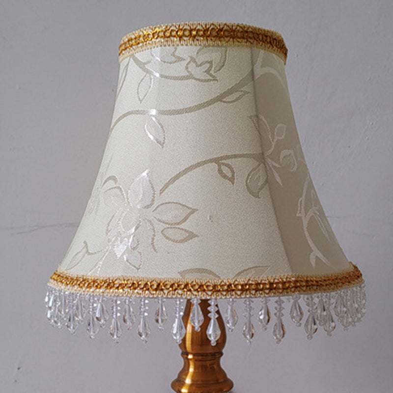 Fabric Metal Flower Cylinder Table Lamp