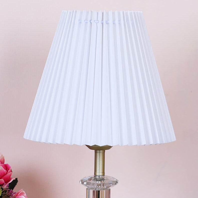 Cone Pleated Fabric Crystal Table Lamp