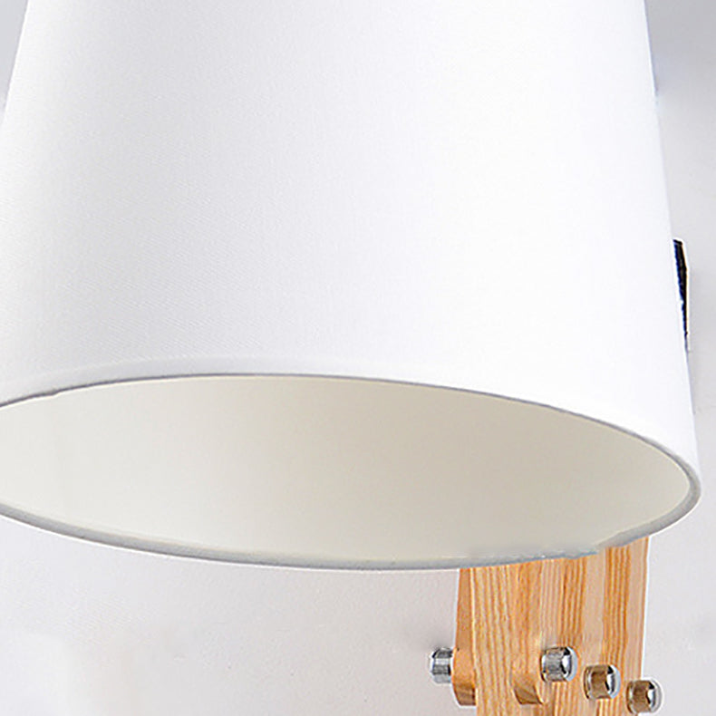 Fabric Cone Solid Wood Wall Lamp