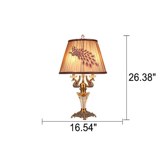 Fabric Candle Crystal 3/4 3-Light Table Lamp