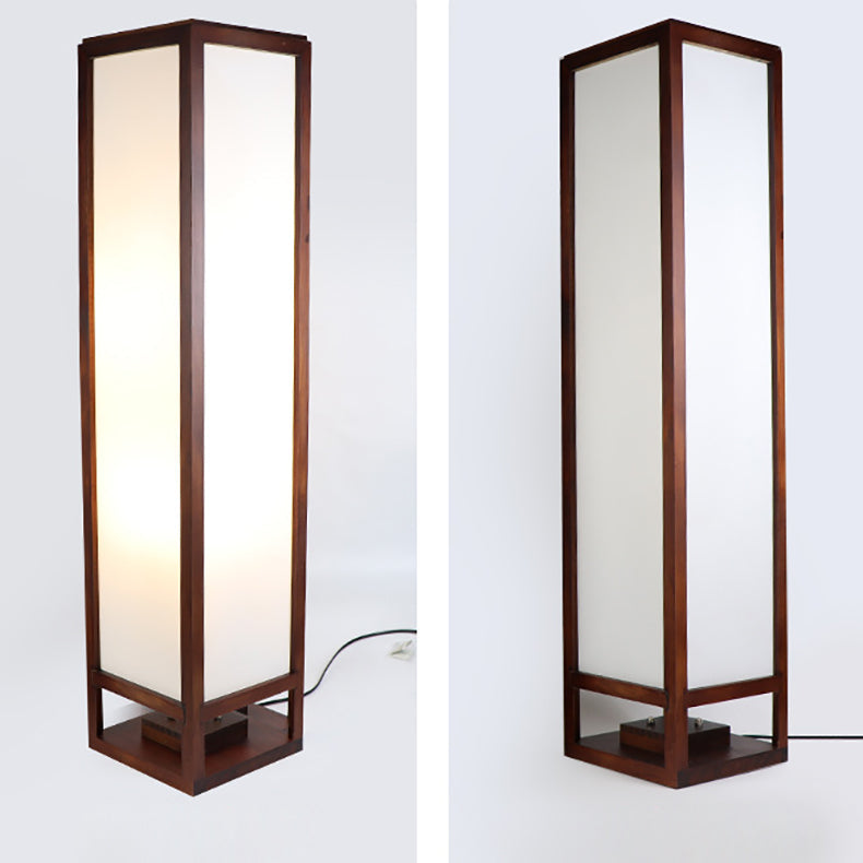 Traditional Chinese Rectangular Parchment Floor Lamp