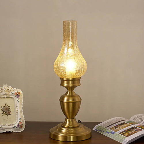 All Brass Wooden Glass Table Lamp