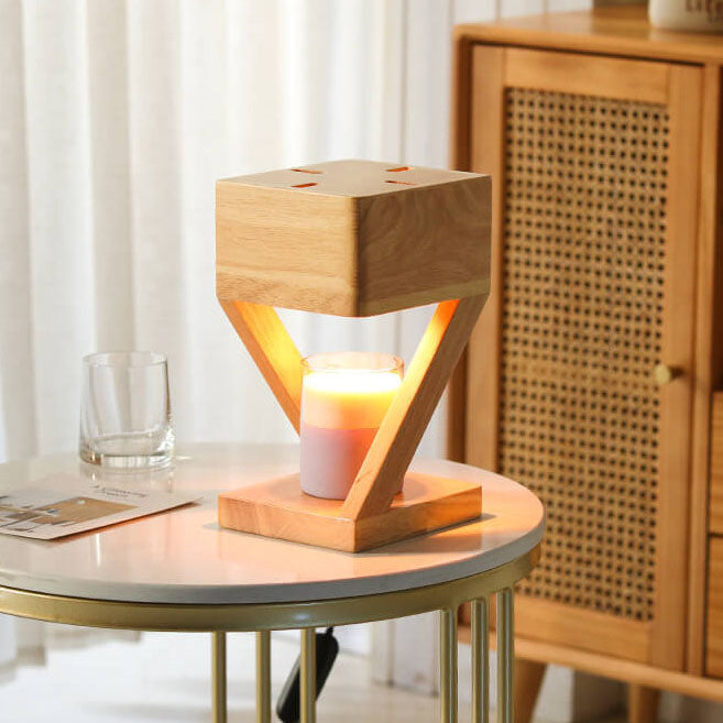 Solid Wood Geometric Hollow Table Lamp