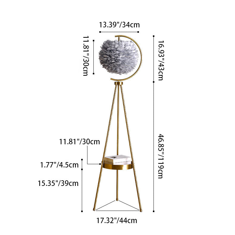 Iron Feather Tripod Bedroom Floor Lamp