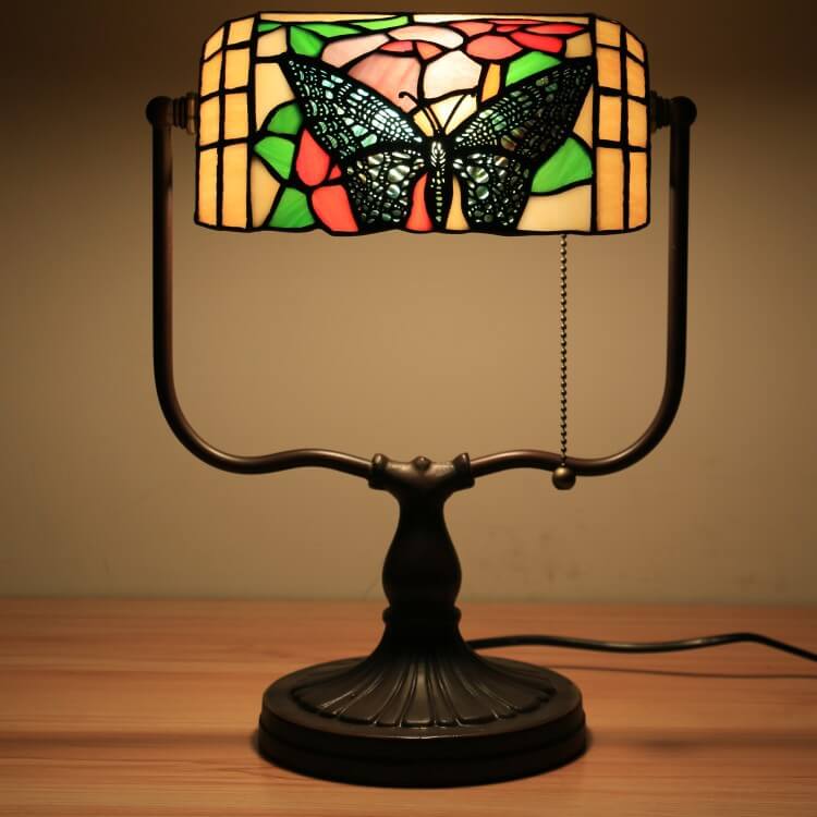 Floral Butterfly Stained Glass Table Lamp