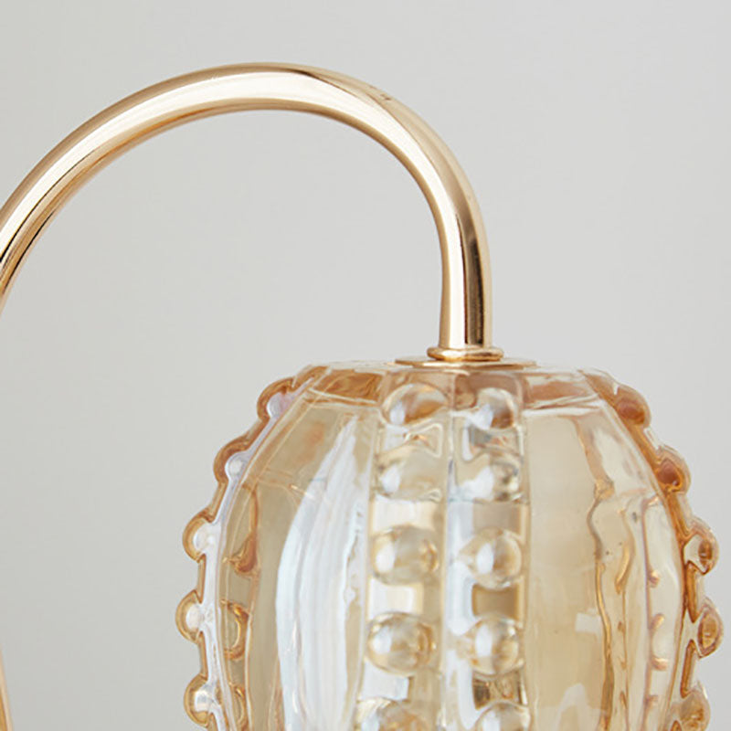 Flower Wood Iron Glass Table Lamp