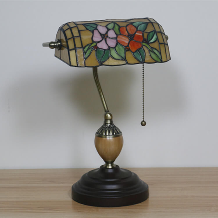 Flower Glass Banker Table Lamp