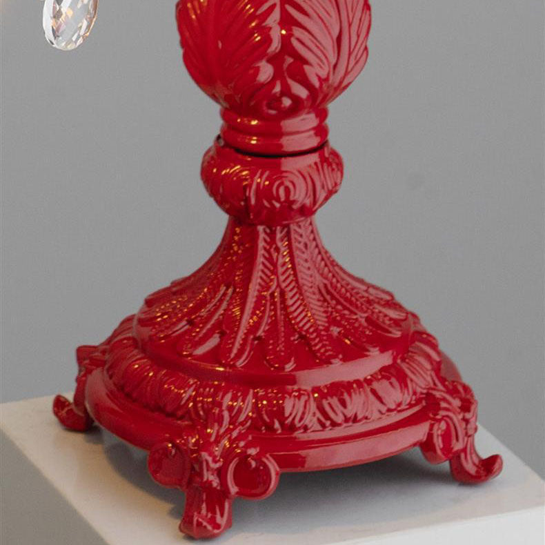 Crystal Beaded Iron Carved Table Lamp