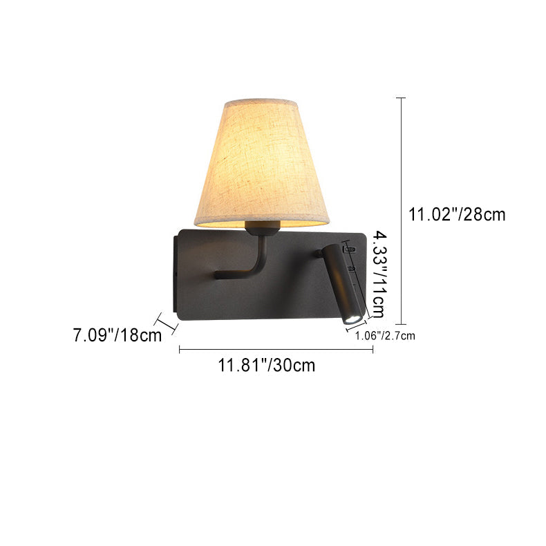 Iron Aluminum Fabric Cone Wall Lamp
