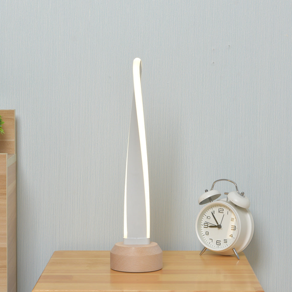 Elliptical Spiral Strip Beech Table Lamp