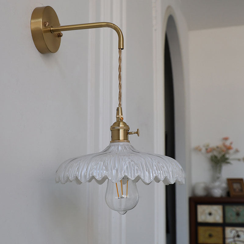 Iron Flower Glass Bedroom Wall Lamp