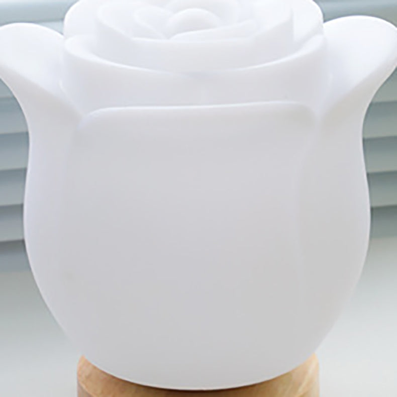 Flower Polyethylene Wooden Bedroom Table Lamp