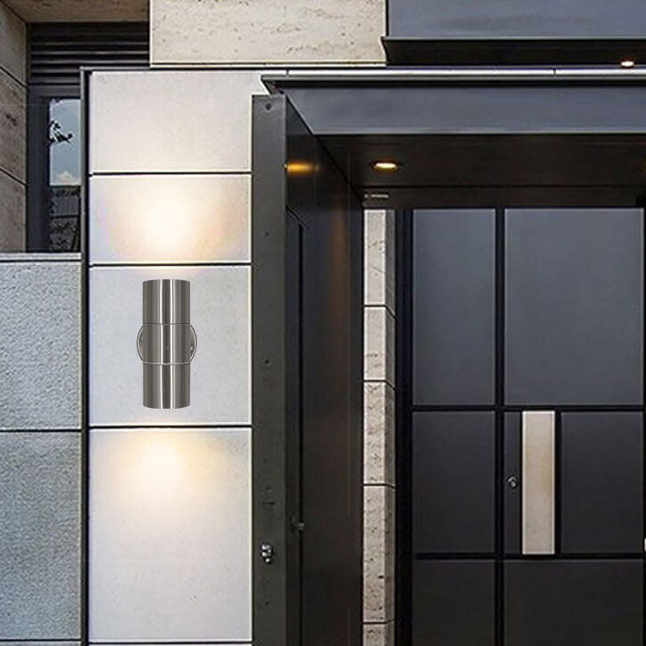 Stainless Steel Cylinder 2-Light Wall Lamp