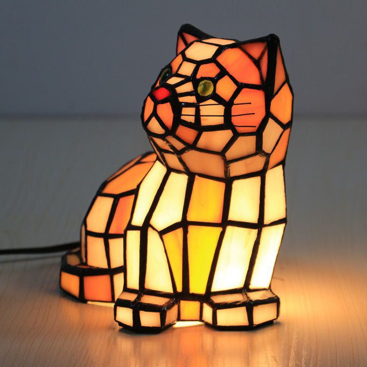 Stained Glass Cat Bedroom Table Lamp