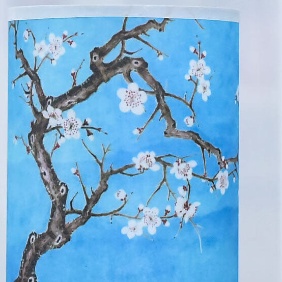 Fabric Column Landscape Wood Table Lamp