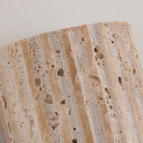 Striped Beige Travertine Semicircle Wall Lamp