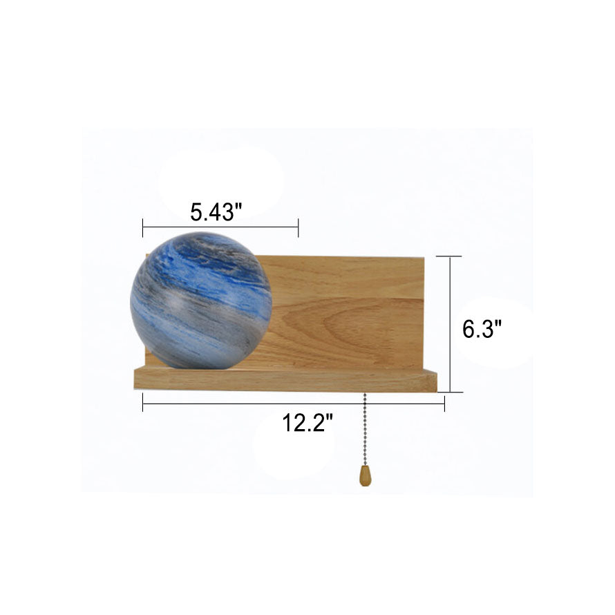 Planet Glass Solid Wood Wall Lamp