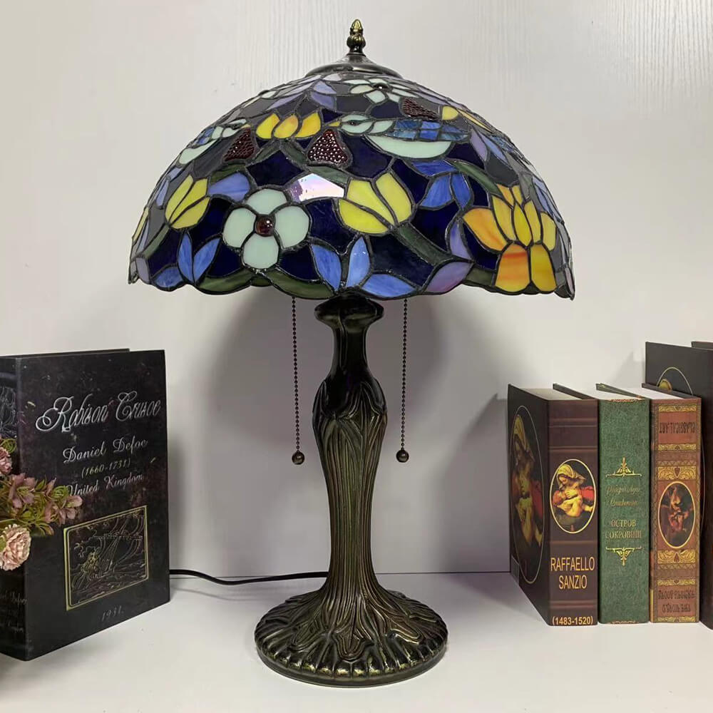 Iron Stained Glass Flower Table Lamp