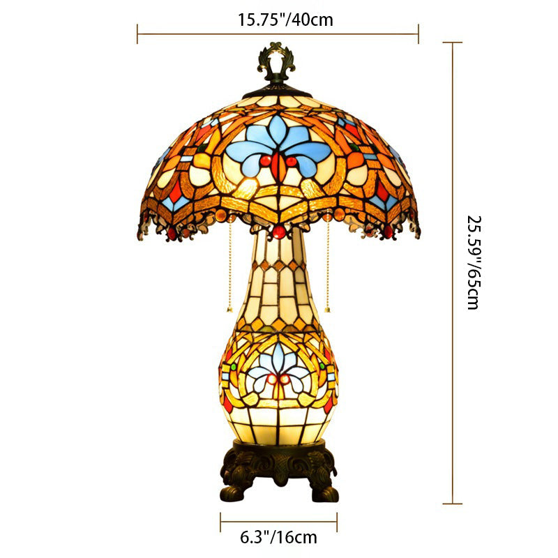Floral Peach Heart Design 3-Light Table Lamp