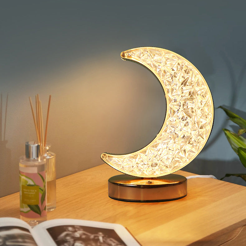 Metal Crystal Star Moon Table Lamp