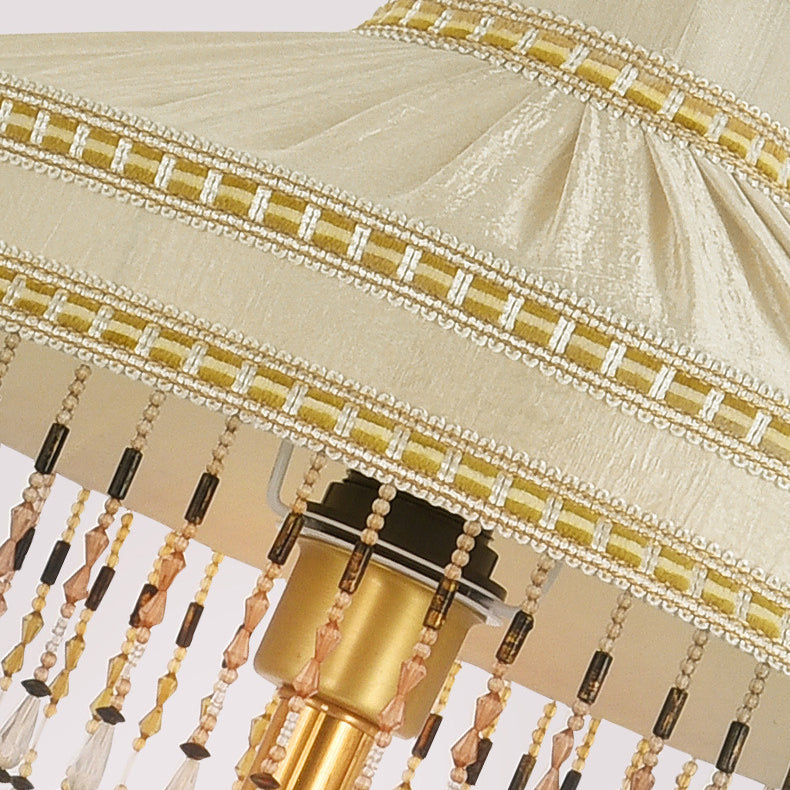 Fabric Round Brass Home Table Lamp