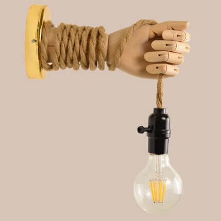 Hand Shape Arm Hemp Wall Lamp