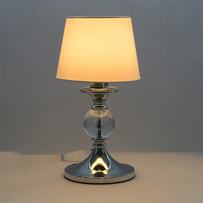 European-style White Fabric Chrome Table Lamp