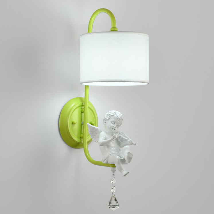 Cream Angel Iron Crystal Wall Lamp