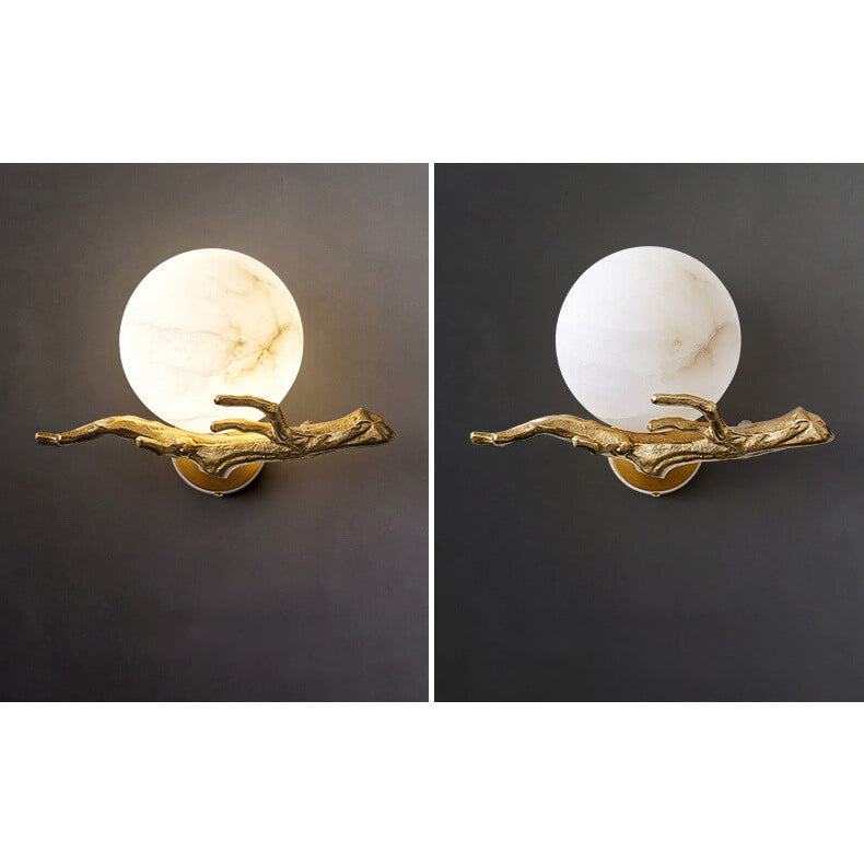 Brass Lucite Tree Branch Wall Lamp