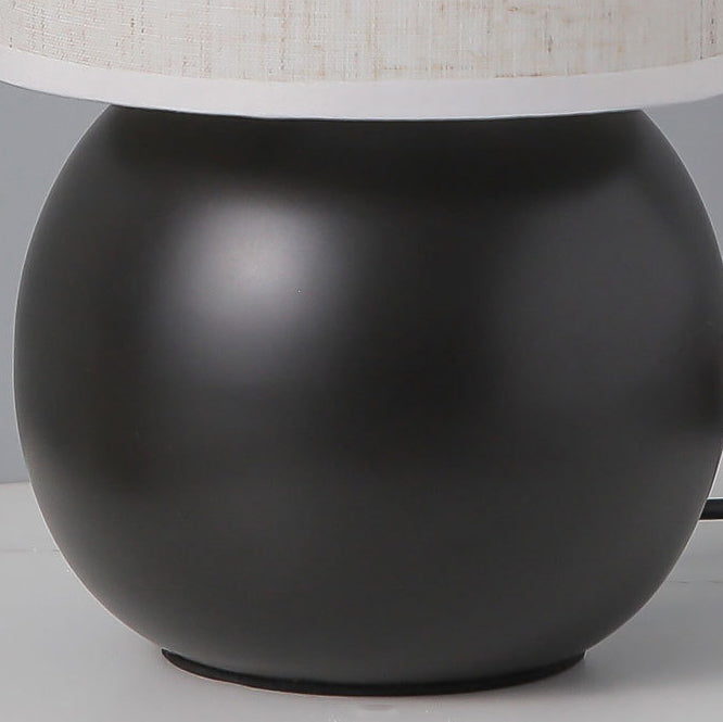 Round Orb Ceramic Fabric Table Lamp