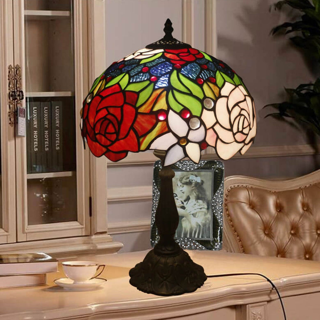 Rose Stained Glass Table Lamp