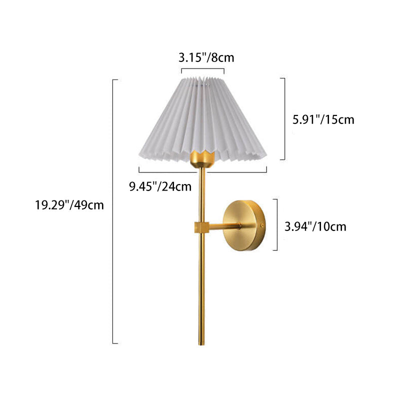Pleated Fabric Straight Arm Wall Lamp
