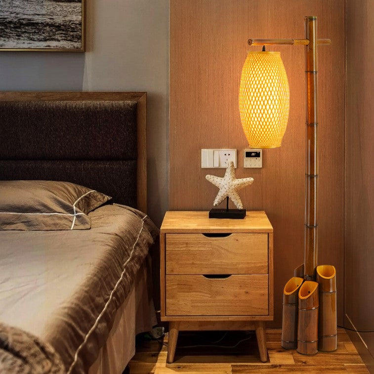 Traditional Chinese Bamboo Tube Floor Lamp