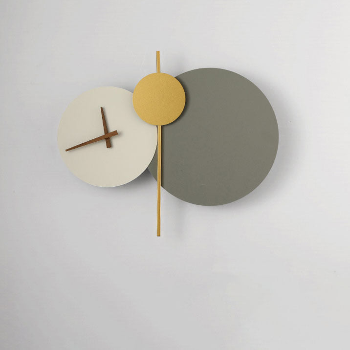 Round Iron Acrylic Clock Wall Lamp