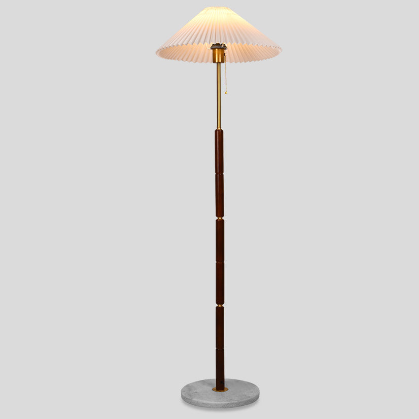 Plastic Pleated Conical Marble Floor Lamp