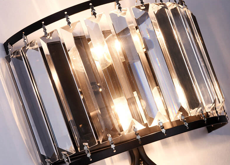 Crystal Half Column Oval 2-Light Wall Lamp