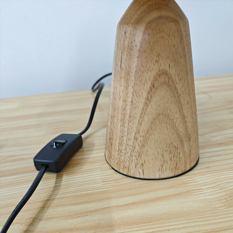 Trapezoidal Pleated Fabric Wood Table Lamp