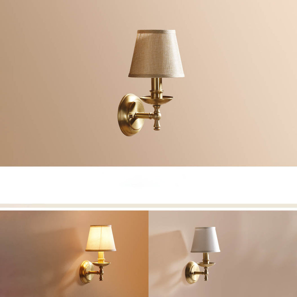 Trapezoidal Candelabra Copper Fabric Wall Lamp